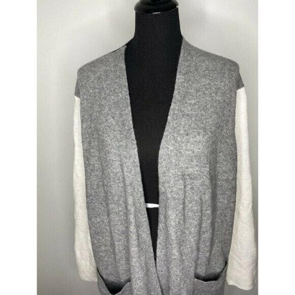Madewell Womens Colorblock Black/Gray Kent Wool Alpaca Open Cardigan SZ XL - Picture 4 of 10